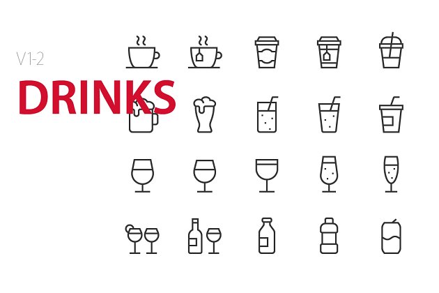 饮料图标素材 40 Drinks UI icons