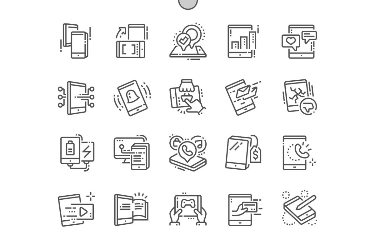平板电脑图标插画 Tablet  Line Icons