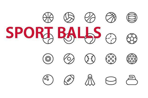 20个运动球类UI图标 20 Sport Balls UI icons