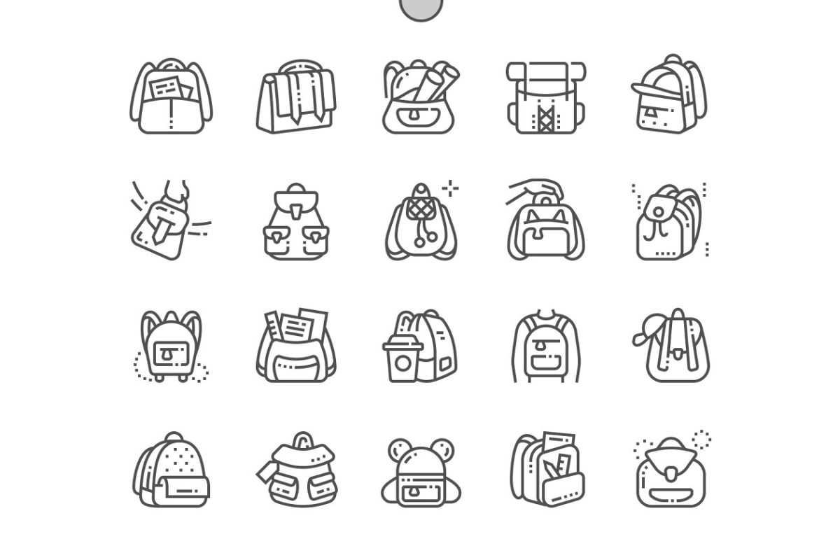 背包图标素材 Backpacks Line Icons