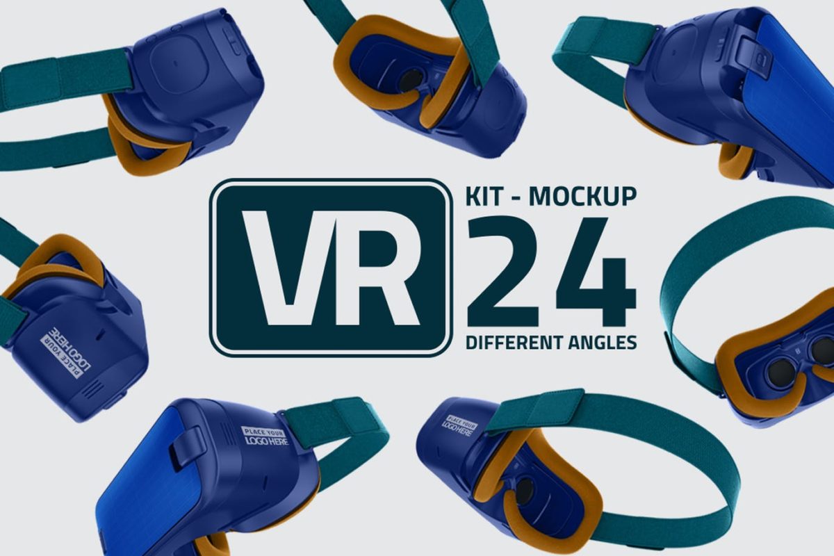 高品质的VR眼镜工具包VI样机展示模型mockups