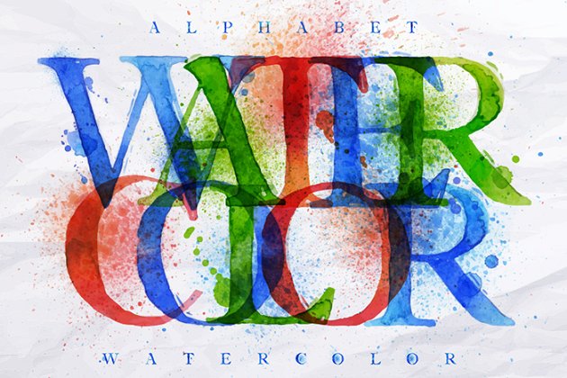 水彩艺术字母 Alphabet watercolor