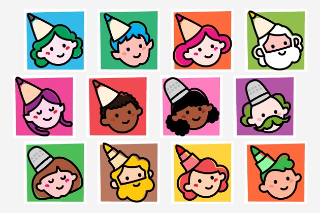可爱的卡通头像插画 12 adorable Gnome avatars