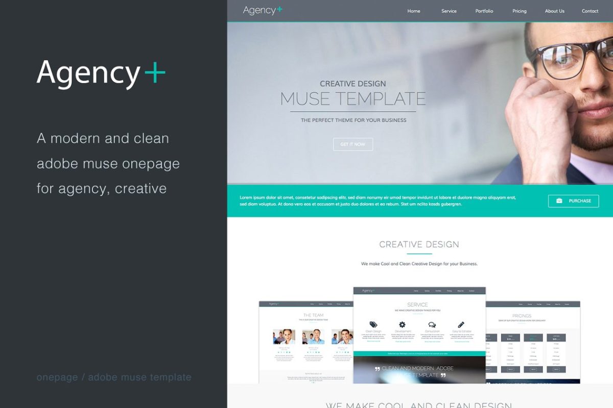 代理网页设计模板 AgencyPlus – One Page Muse Template