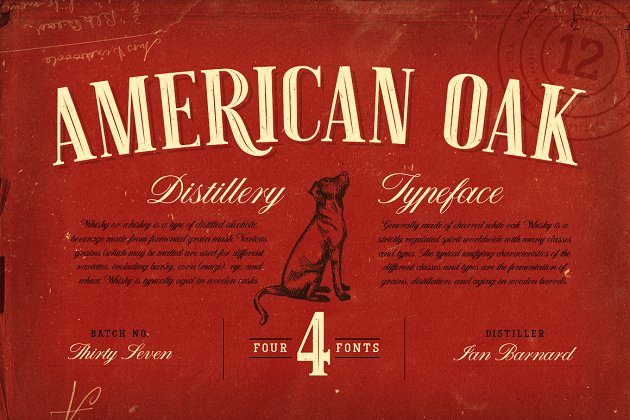 复古衬线字体 American Oak – 4 Font Set