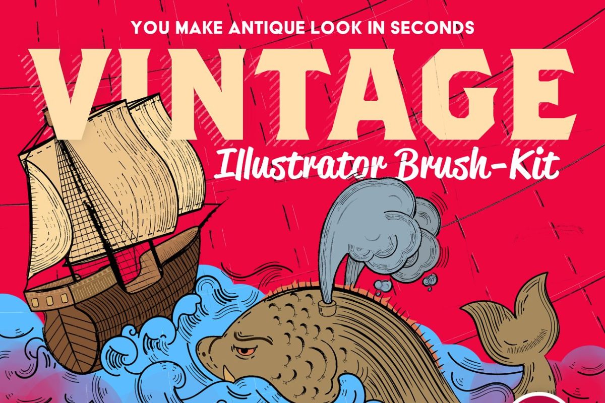 经典ai笔刷下载 Vintage Illustrator Brush-Kit