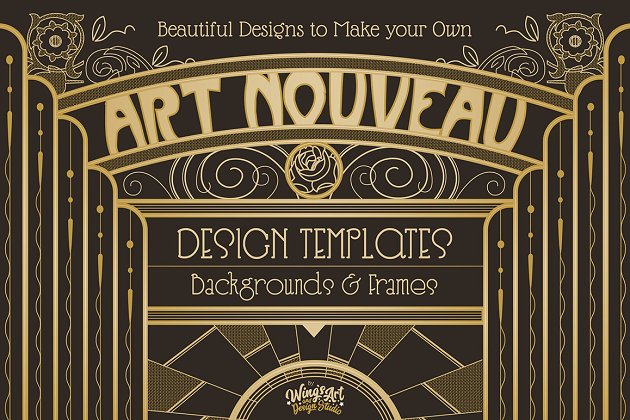 复古的新艺术主义设计模板 Vintage Art Nouveau Design Templates
