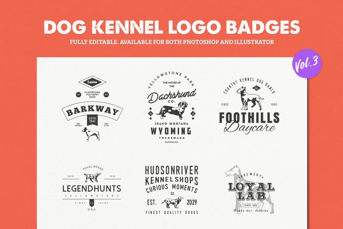 狗窝logo图标素材 Dog Kennel Logo Badges Vol.3