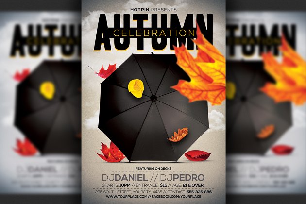 秋季派对宣传单模板 Autumn Party Flyer Template