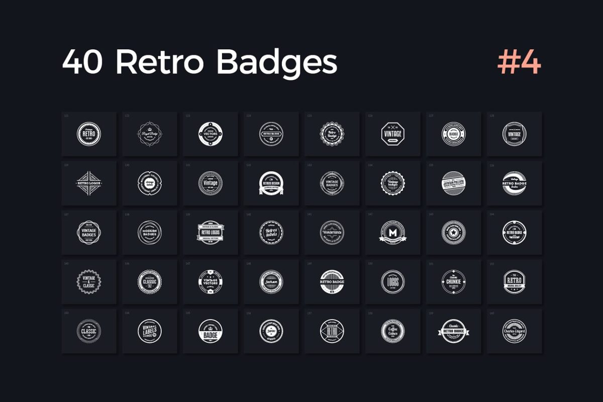 经典logo徽章模板 40 Retro Badges Vol. 4