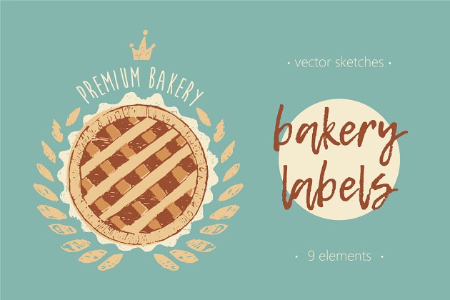 烘培logo素材模板 Set of bakery labels