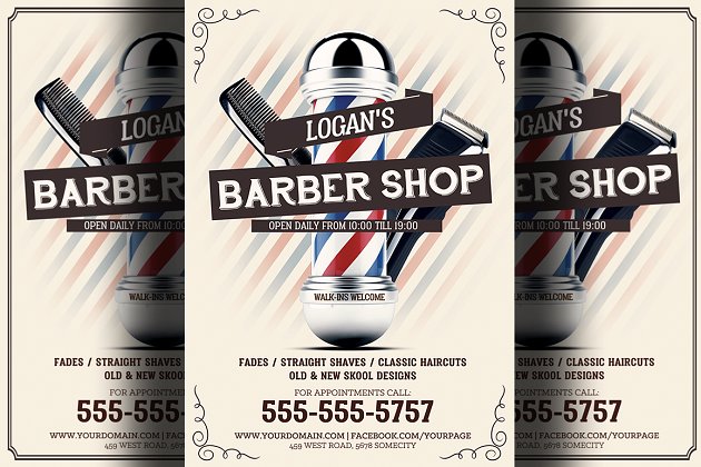 高端理发店海报模板💈 Barber Shop Flyer Template 2