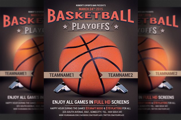 篮球海报模板 Basketball Flyer Template