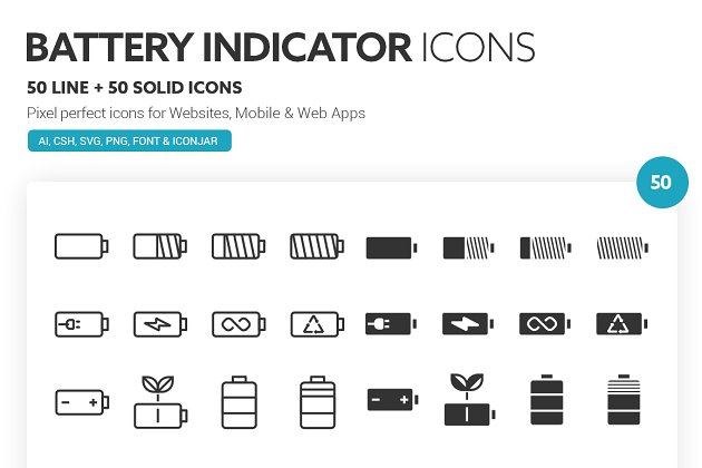 电池指示器图标素材 Battery Indicator Icons