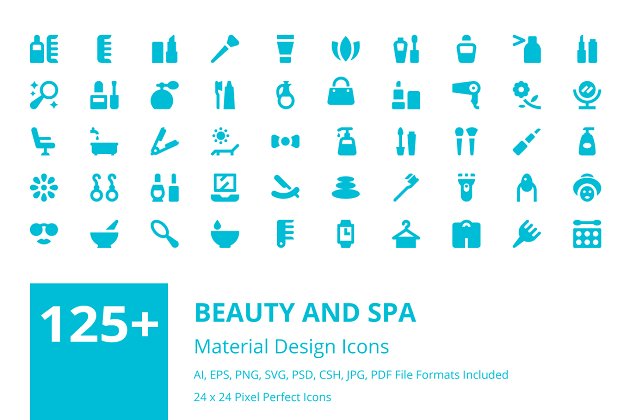 美容和水疗矢量图标 125+ Beauty and Spa Material Icons