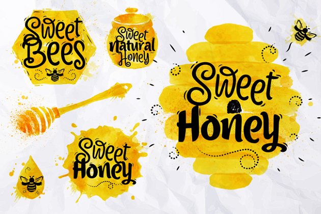 蜜蜂图形元素 Bees Honey