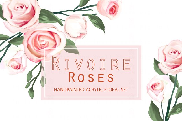 水彩玫瑰插画素材 Rivoire Roses- Acrylic Clip Art