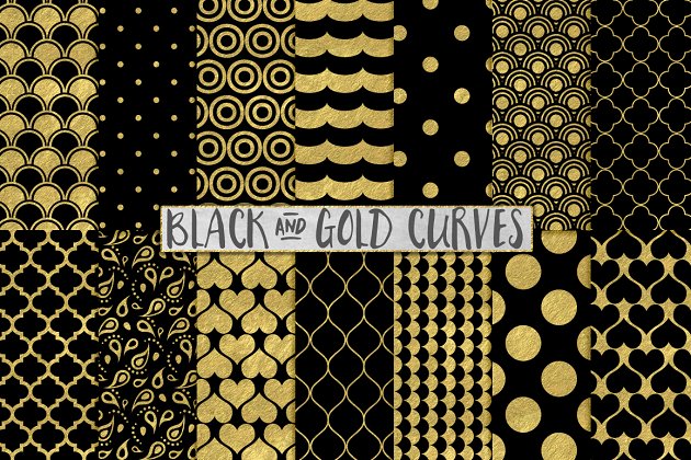 黑色和金色的背景 Black and Gold Foil Backgrounds