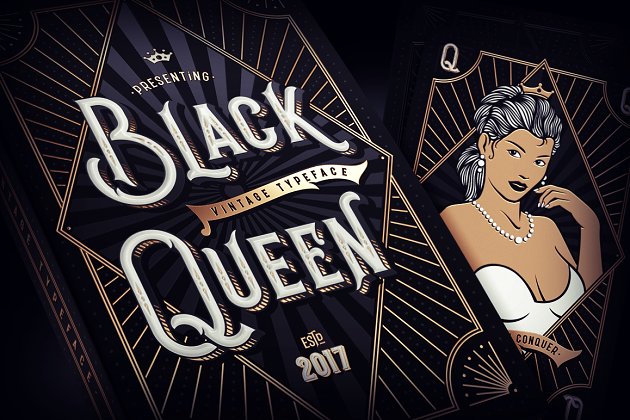 复古神秘字体插画 Black Queen typeface & illustration