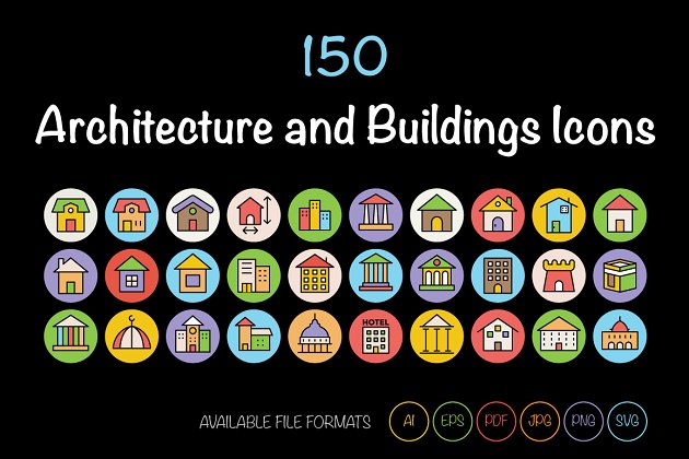 农业建筑图标 150 Architecture and Buildings Icons