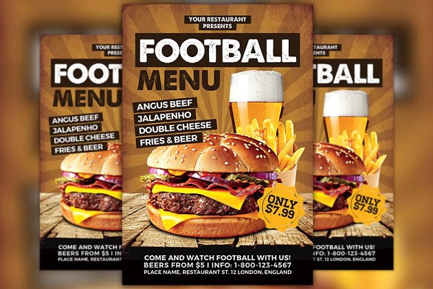 汉堡快餐促销海报传单 Burgers Food Promotion Menu Flyer