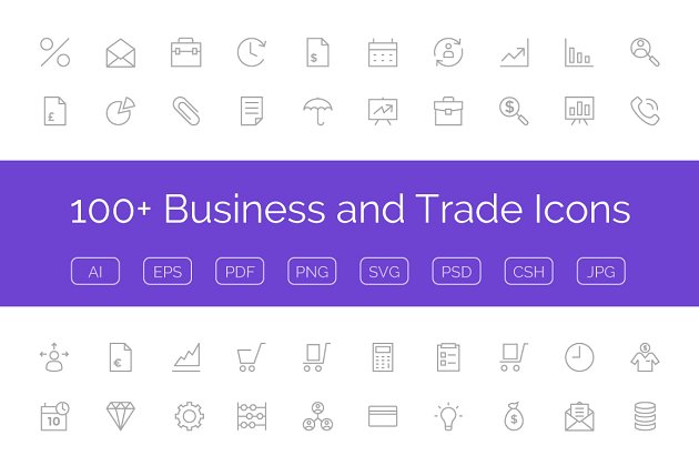 100+商业和贸易图标 100+ Business and Trade Icons