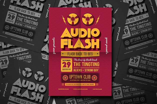 复古音乐海报设计模板 Audio Flash Music Flyer