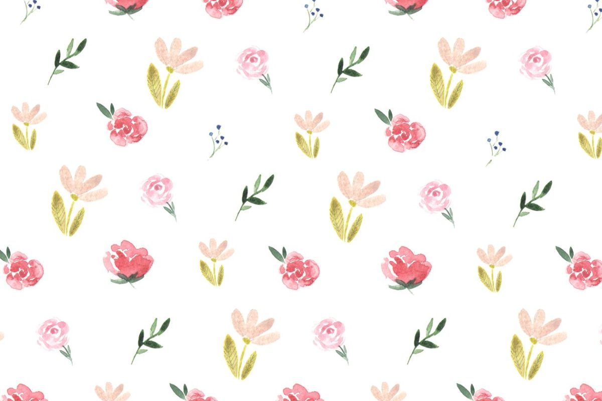 水彩花卉背景素材 Watercolor floral pattern