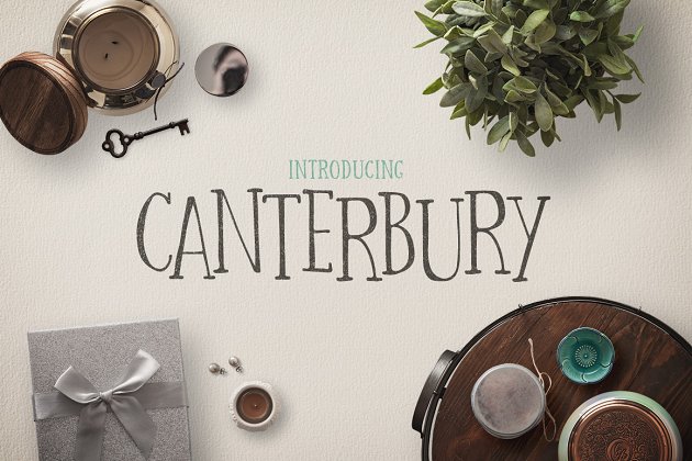 有趣的字体下载 Canterbury + Bonus Mockups