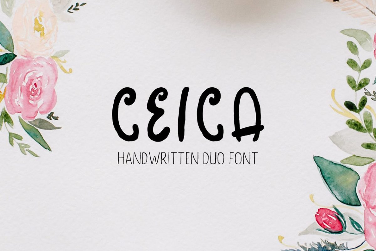 手写花卉字体 Ceica Handwritten Duo Font + Bonus