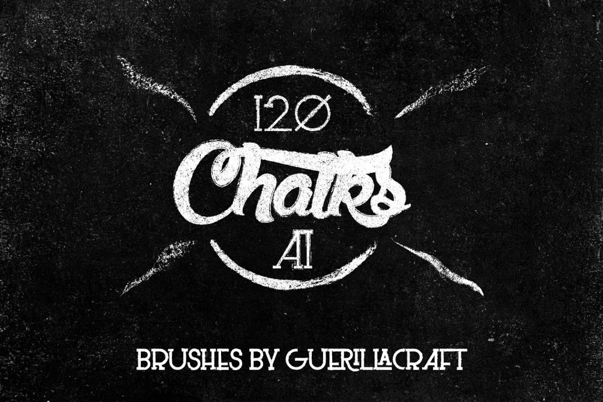 经典彩色黑板画粉笔AI笔刷 Megapack of chalks by Guerillacraft