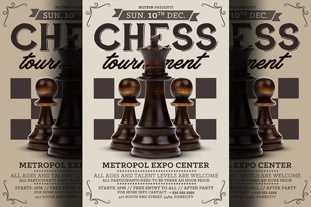 国际象棋锦标赛传单模板 Chess Tournament Flyer Template