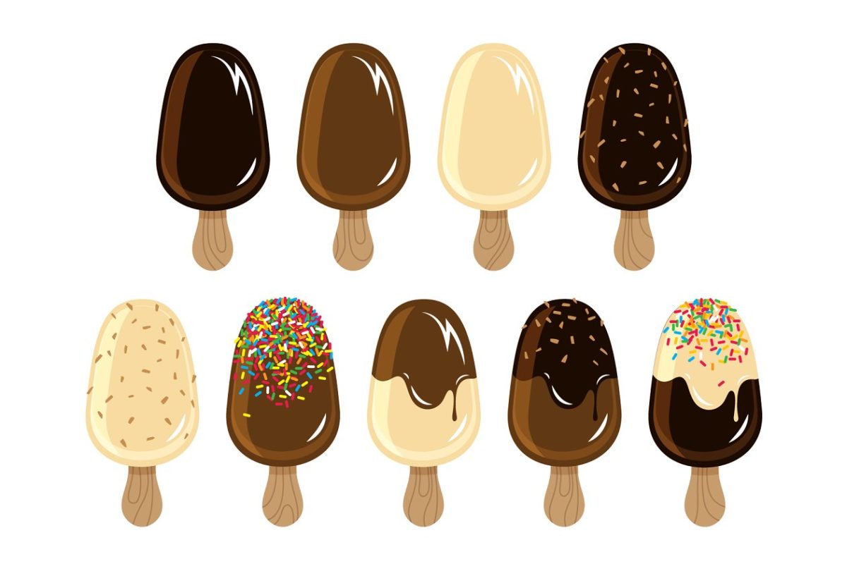巧克力雪糕图形 Chocolate covered vector ice creams