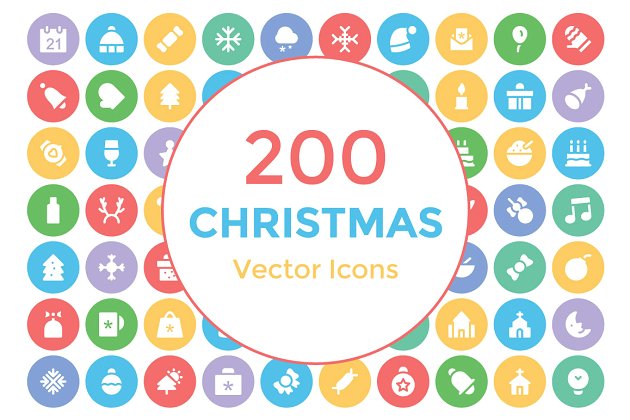 圣诞节图标素材 200 Christmas Vector Icons