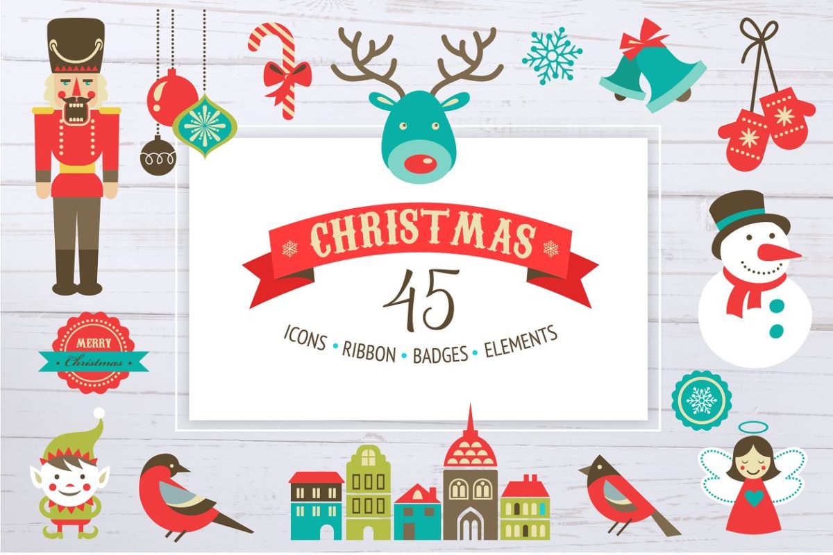 圣诞元素插画 50% OFF – Christmas set of icons