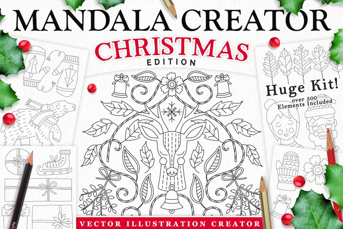圣诞节元素插画 Christmas Vector Mandala Creator