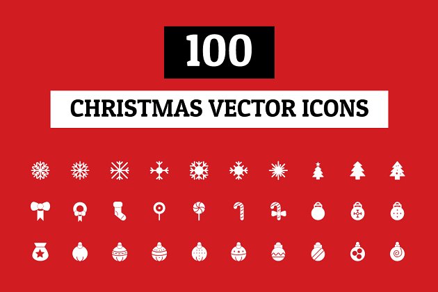圣诞节矢量图标 100 Christmas Vector Icons