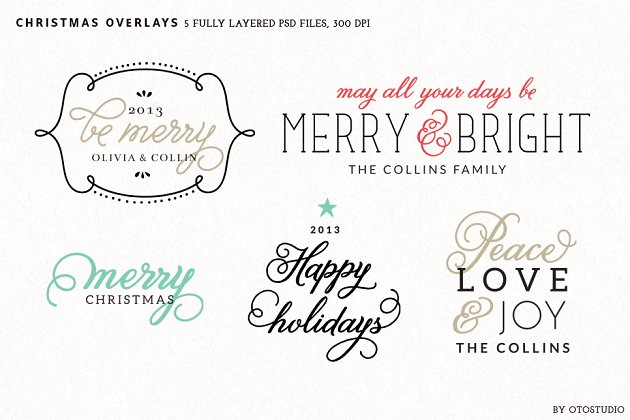 圣诞节图形素材 Digital Christmas Overlays – Set 2