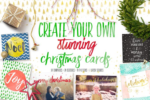 独特风格圣诞贺卡模板 Design your own Christmas Cards