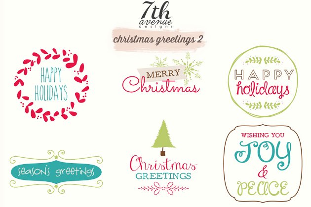 圣诞节标签图形插画 Christmas Greetings 2