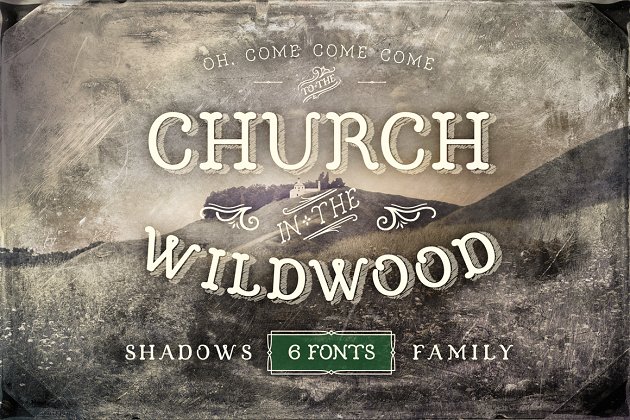 复古手写字体 Church in the Wildwood Shadows