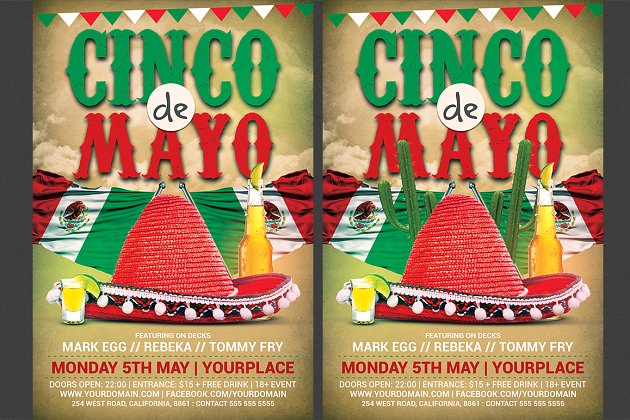 墨西哥节日海报设计模板 Cinco De Mayo Flyer Template 3