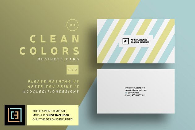 商业名片设计模板 Clean Colors – Business Card 83