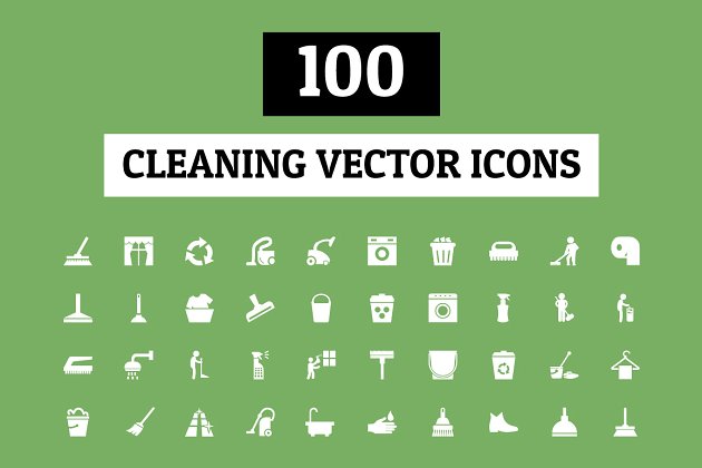 打扫图标素材 100 Cleaning Vector Icons