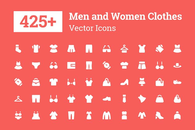 男女服装图标设计 425+ Men and Women Clothes Icons