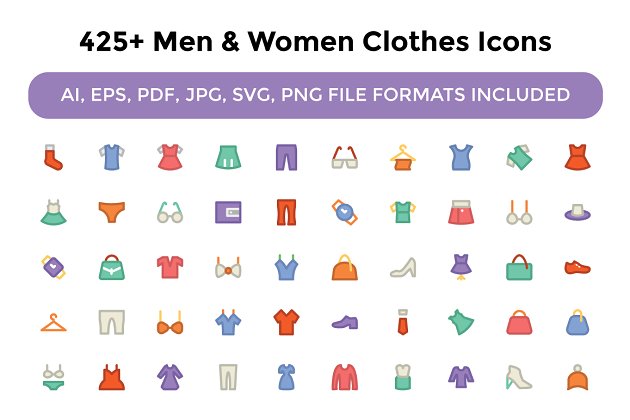 425+男女服装图标大全 425+ Men and Women Clothes Icons