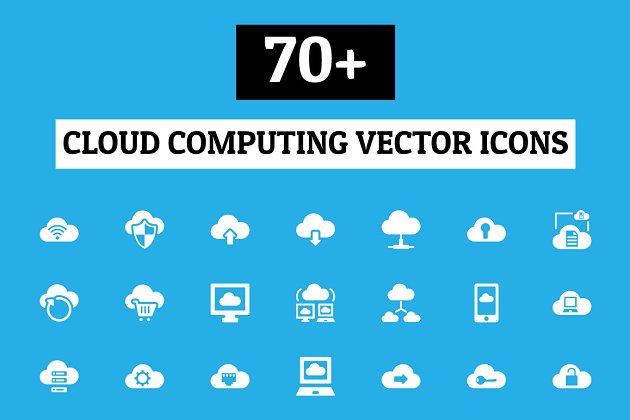 云计算图标素材 70+ Cloud Computing Vector Icons