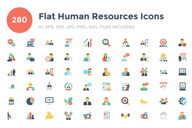 人力资源图标素材 280 Flat Human Resouces Icons