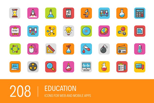 教育图标素材 208 Education Icons