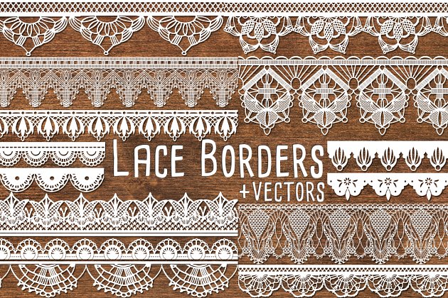 蕾丝图案剪贴画 Vector Lace Border Clipart Lace